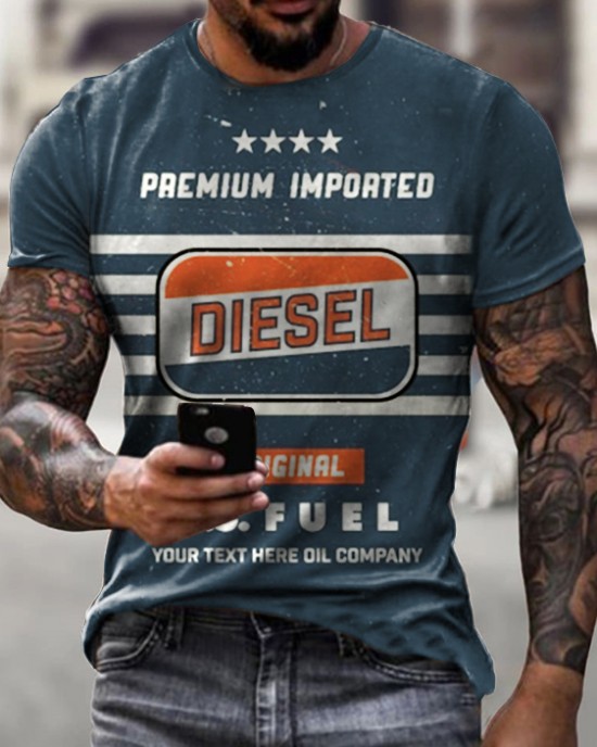 Round neck slim fit English letter printed short sleeved shirt Round neck slim fit English letter printed short sleeved shirt
