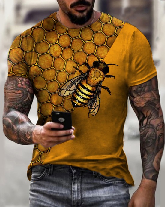 3D printed pullover loose short sleeve men's HF0703-03-03 3D printed pullover loose short sleeve men's HF0703-03-03