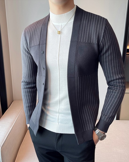 Exquisite simple vertical striped jacket HF2106-03-03 Exquisite simple vertical striped jacket HF2106-03-03