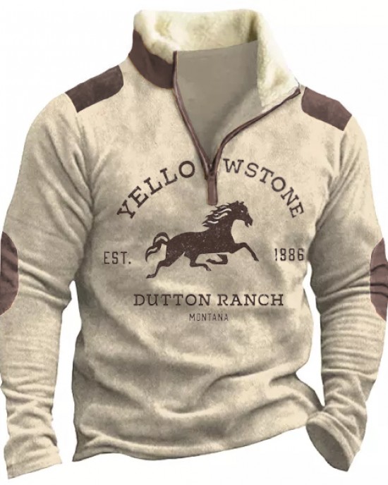 Men's printed turtleneck half-zip sweatshirt HF1101-03-02 Men's printed turtleneck half-zip sweatshirt HF1101-03-02