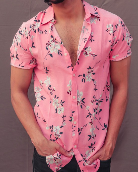 Pink floral men's shirt HF2202-01-02 Pink floral men's shirt HF2202-01-02