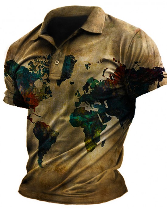 Printed casual collar lapel shirt T-shirt HF2301-04-03 Printed casual collar lapel shirt T-shirt HF2301-04-03